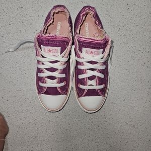 Converse All Star Girls Skate Shoes Youth size 3 Orchid Pink Multi Tongue Canvas